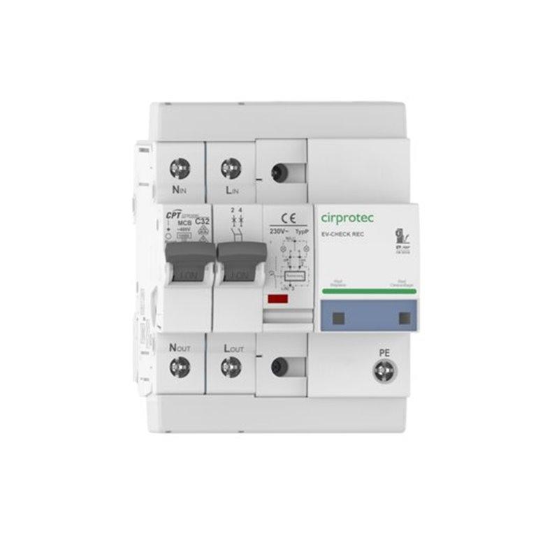 Protector de sobretensions transitòries i permanents amb rearmament automàtic EV-CHECK REC 2P32A amb referència 77706274 de la marca CIRPROTEC