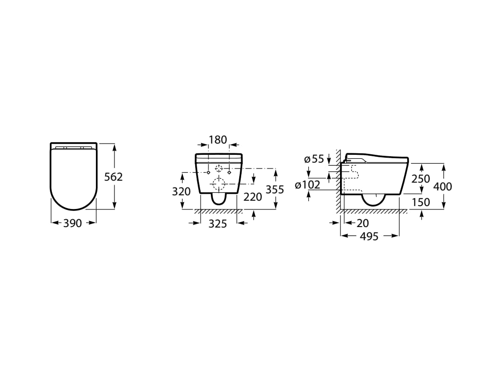 Inodoro inteligente In-Wash® Inspira suspendido Roca Rimless con referencia A803060001 de la marca ROCA