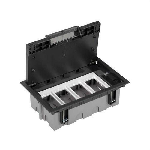 Caja de suelo regulable para 8 elementos en instalación de suelo técnico grafito Simon 500 Cima con referencia 52050104-038 de la marca SIMON