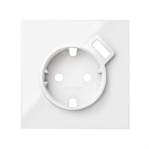 Tapa para la base de enchufe schuko con cargador USB integrado blanco brillante Simon 100 con referencia 10000049-130 de la marca SIMON
