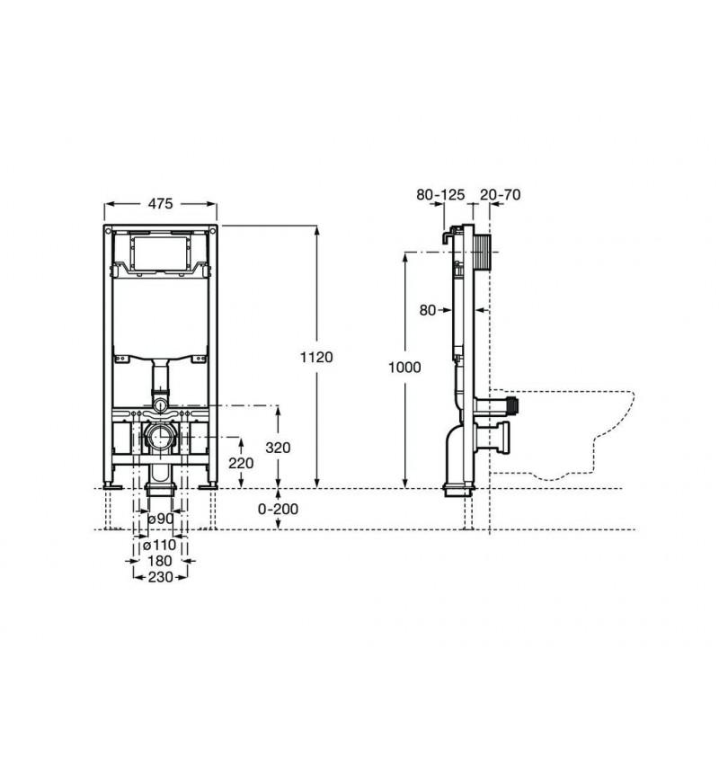 Bastidor con cisterna duplo para inodoro suspendido Roca WC One con referencia A890070020 de la marca ROCA