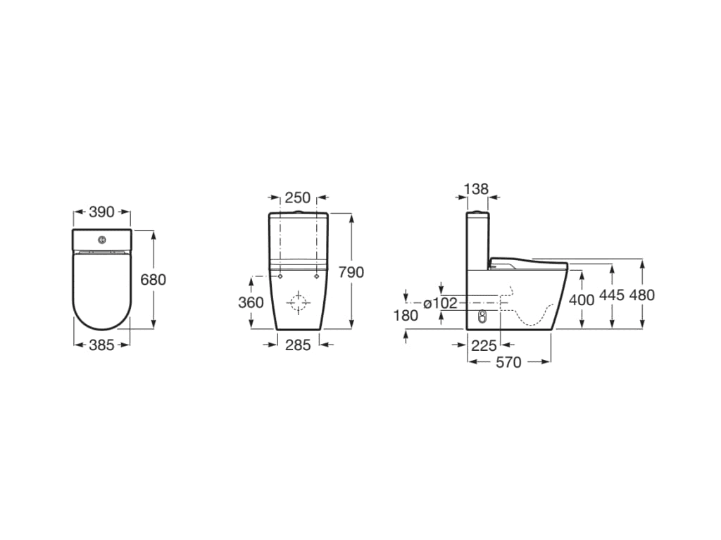 Inodoro inteligente In-Wash® Inspira adosado a pared Roca Rimless con referencia A80306L001 de la marca ROCA