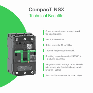 ComPacT NSXm160E Circuit Breaker 16kA AC 3P 160A Micrologic 4.1 ELINK with reference C12E34V160L from the brand SCHNEIDER ELECTRIC