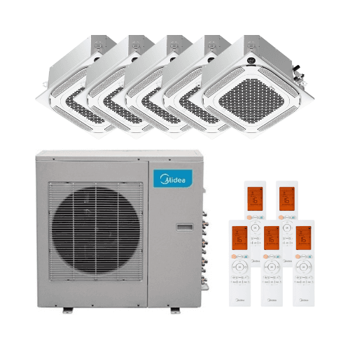 Aire acondicionado cassette 5x1 Midea Breezeless 360º 2,5 kW 9000 BTU con referencia MCA4U-09NX(5)M5O-42N8 de la marca MIDEA
