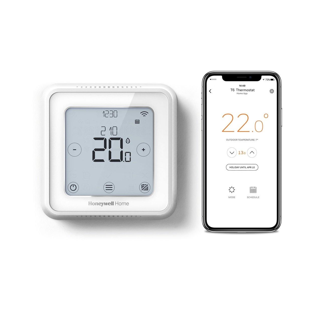 Cronotermòstat intel·ligent cablejat Honeywell T6 de paret blanc amb referència Y6H910WF4032 de la marca RESIDEO