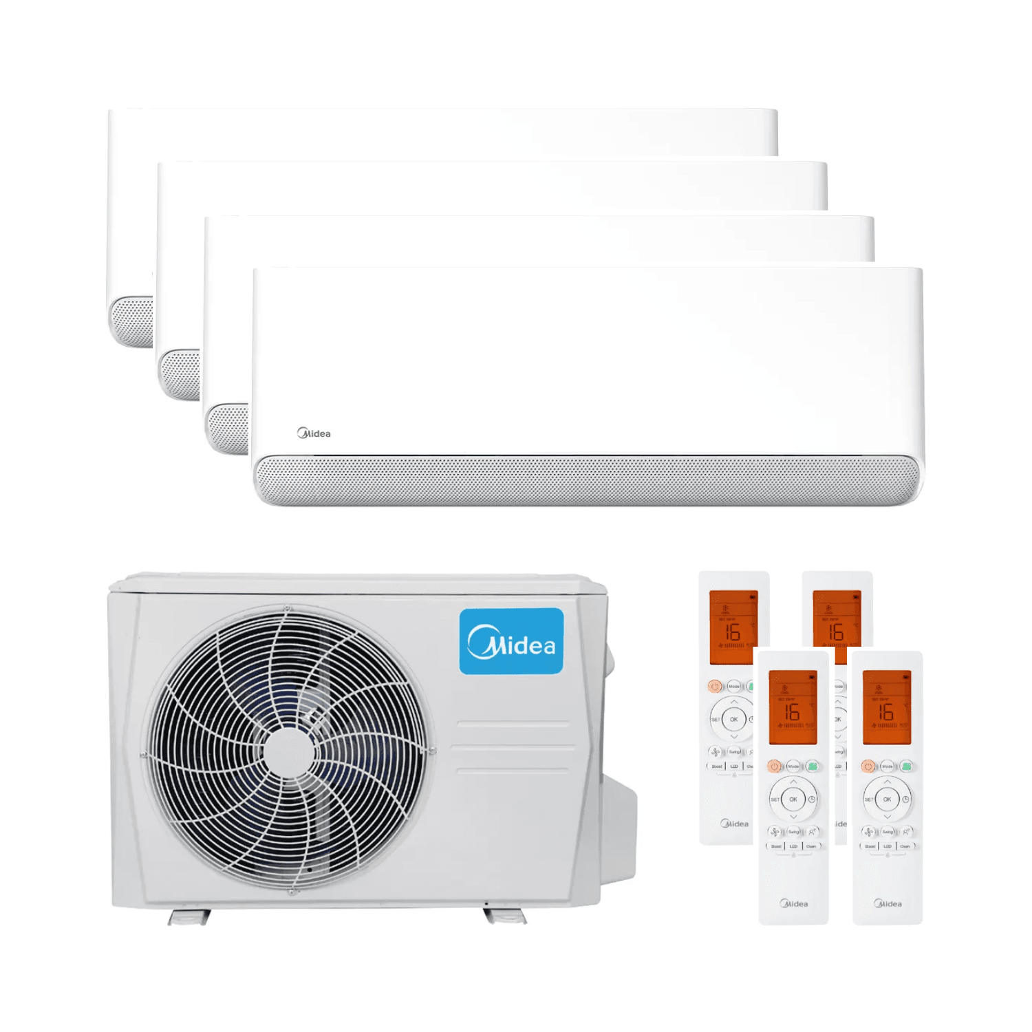 Aire acondicionado 4x1 con wifi Midea Breezeless E 2,5 kW 9000 BTU con referencia BREEZELESS09+09+09+09 de la marca MIDEA