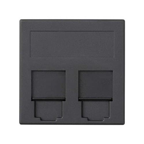 Placa de voz y datos plana con guardapolvo 1 elemento para 2 RJ45 compatibilidad otros fabricantes grafito Simon 500 Cima con referencia 50000089-038 de la marca SIMON