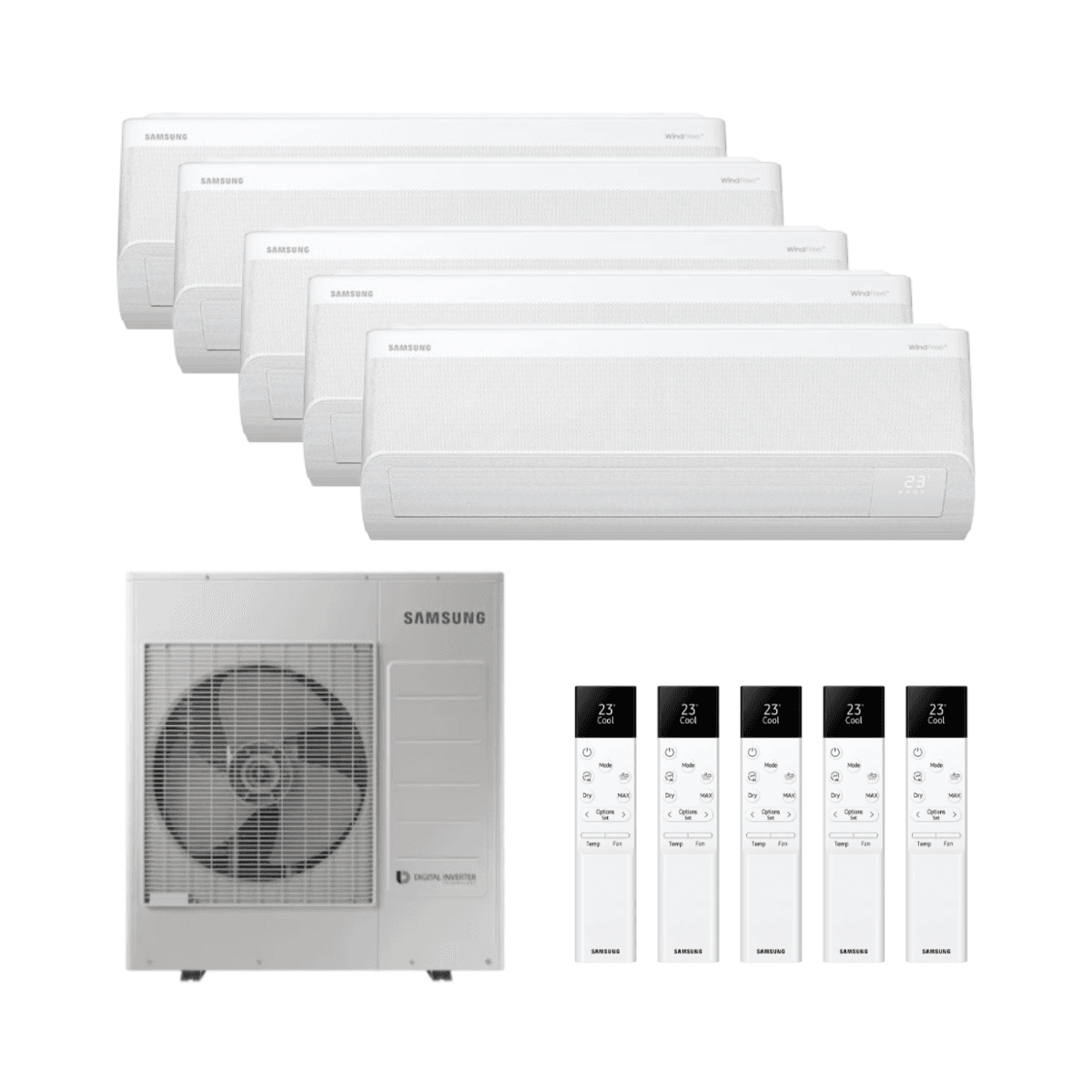Aire condicionat 5x1 amb wifi Samsung WindFree Comfort S2 3,5 kW 12000 BTU amb referència SAMWFCFJM5X1-10012 de la marca SAMSUNG
