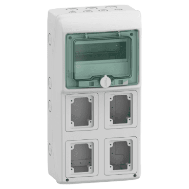 Caja de distribución Kaedra de superfície 8 módulos 4 aberturas con referencia 13179 de la marca SCHNEIDER ELECTRIC