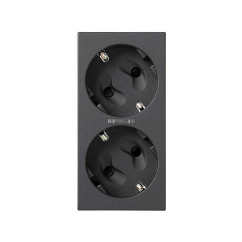 Base de enchufe schuko doble con dispositivo de seguridad, led y embornamiento 1Click® gris Simon 500 Cima con referencia 50010432-038 de la marca SIMON