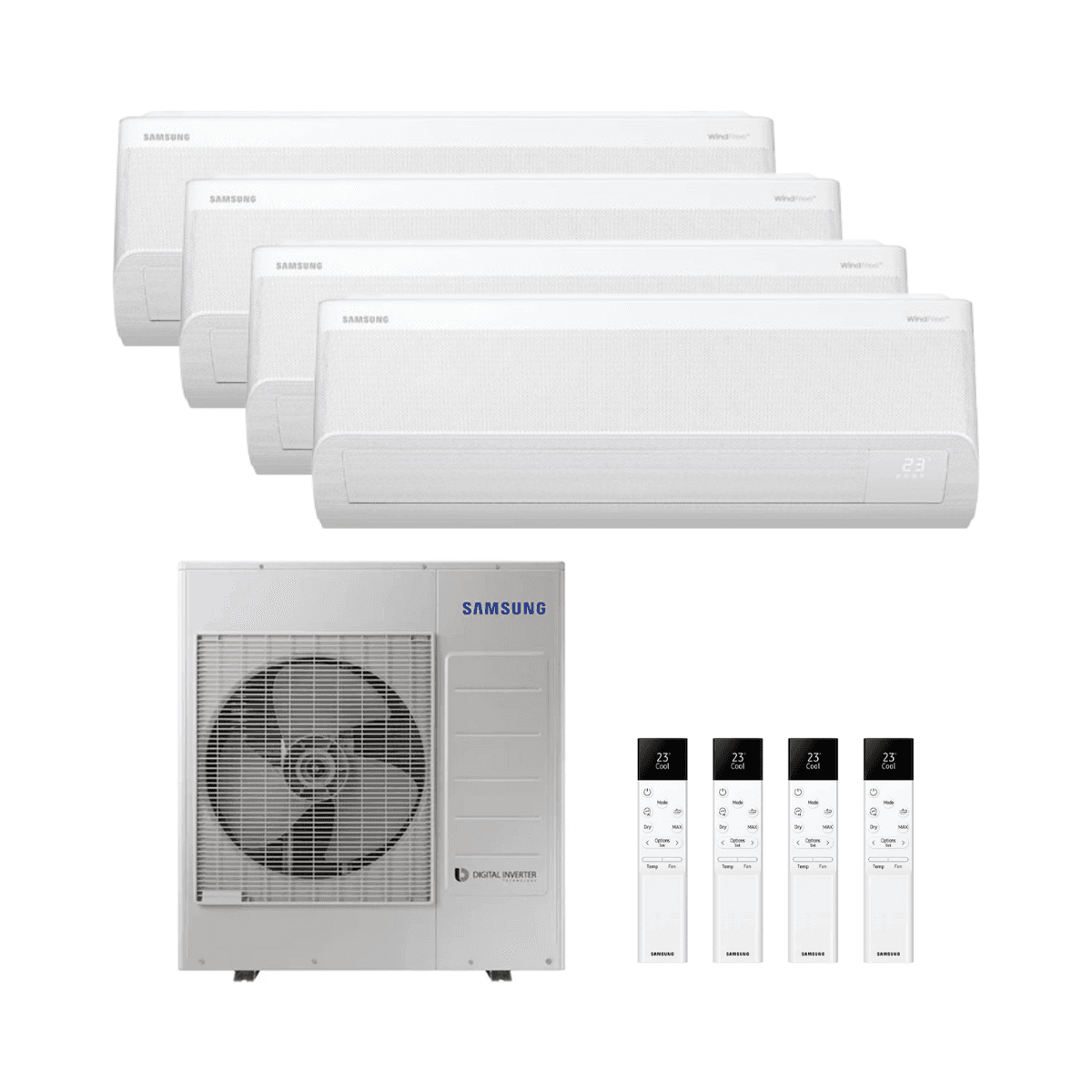 Aire acondicionado 4x1 con wifi Samsung WindFree Elite S2 2,5 kW (2) + 3,5 kW (2) con referencia WFELITE4X109091212 de la marca SAMSUNG