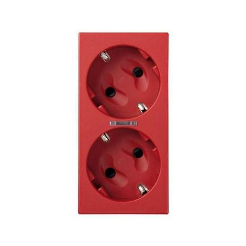 Base de enchufe schuko doble con dispositivo de seguridad, led y embornamiento a tornillo rojo Simon 500 Cima con referencia 50010472-037 de la marca SIMON