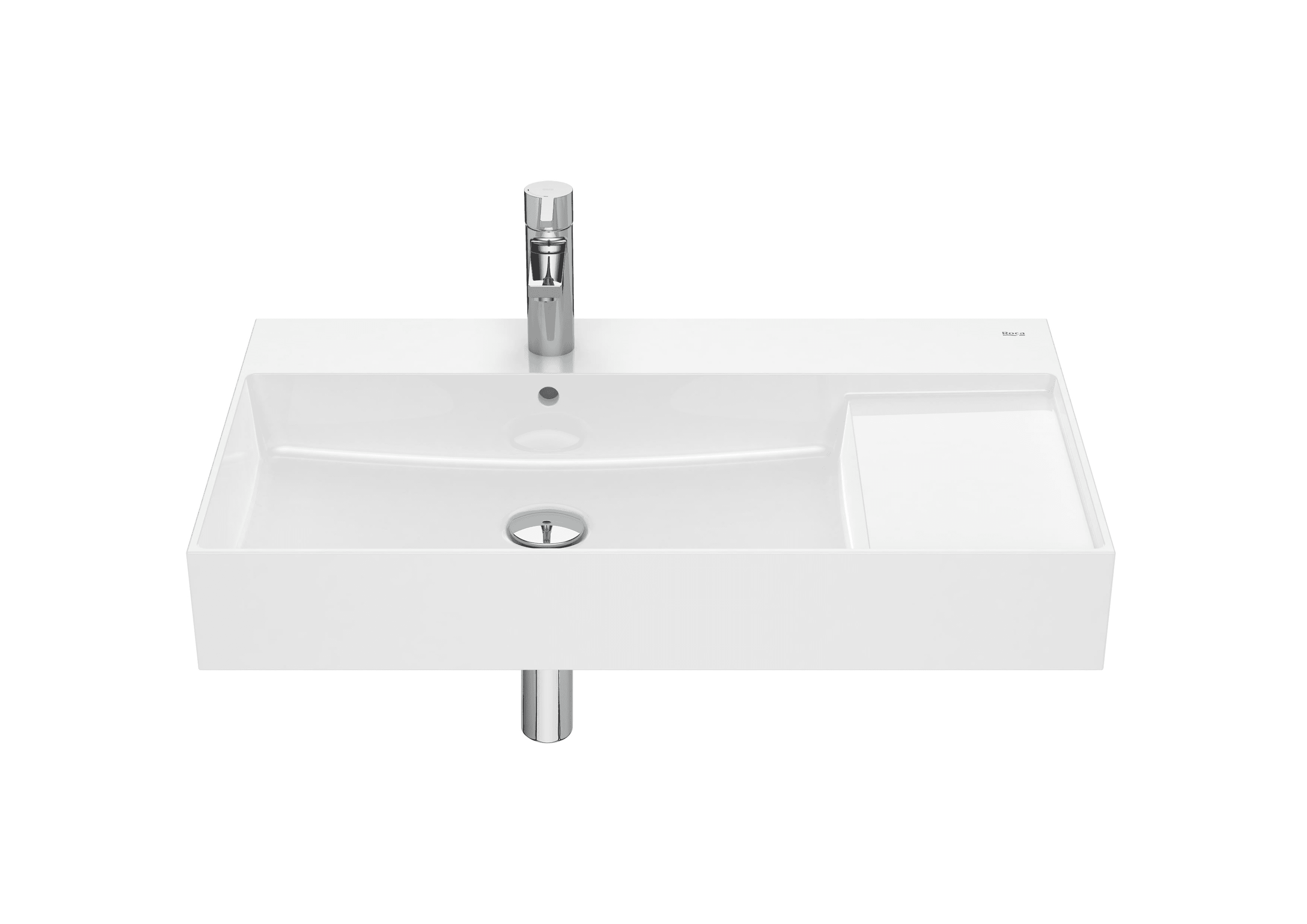 Lavabo mural asimétrico de Fineceramic® Roca Inspira 800x490mm con referencia A32752B000 de la marca ROCA