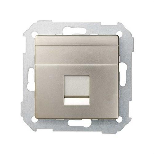 Placa de voz y datos plana con guardapolvo para 1 conector RJ45 AMP® aluminio Simon 82 con referencia 82005-34 de la marca SIMON