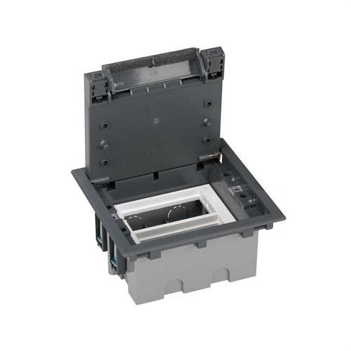 Caja de suelo regulable para 4 elementos en instalación de suelo técnico gris Simon 500 Cima con referencia 52050102-035 de la marca SIMON