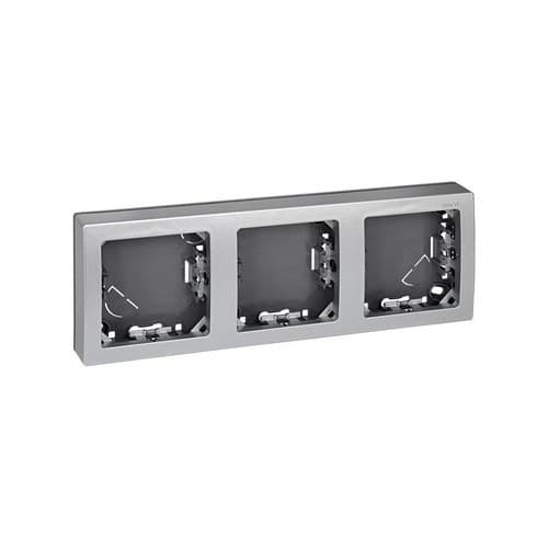 Marco con base para 3 elementos horizontal aluminio Simon 73 Loft con referencia 73630-63 de la marca SIMON