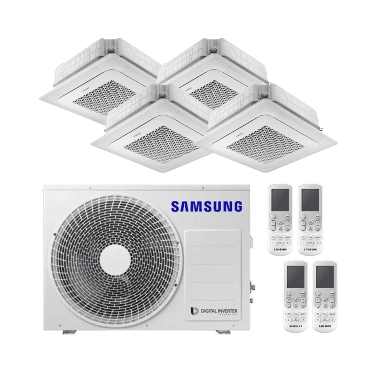 Aire condicionat cassette 4x1 de 4 vies Samsung Mini WindFree 3,5 kW 12000 BTU amb referència F-CSTMINI35R4 de la marca SAMSUNG