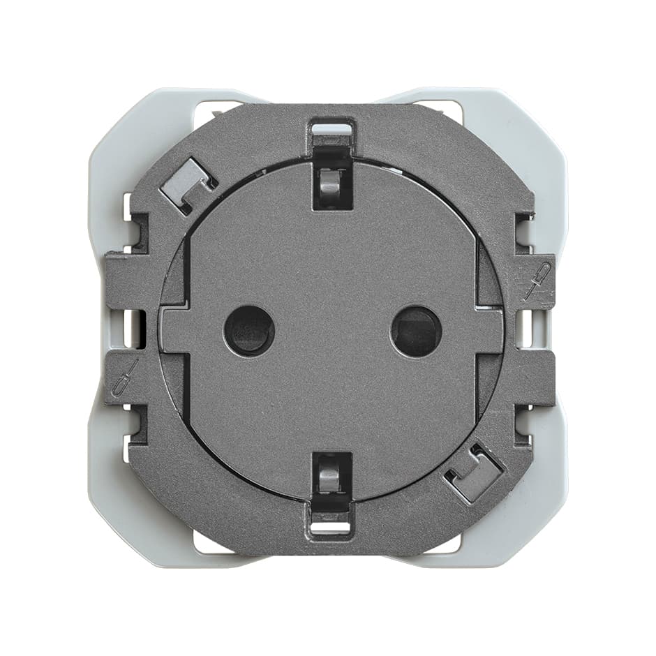 Base de enchufe schuko clean 16A 250 V~ con sistema de embornamiento a tornillo titanio Simon 270 con referencia 20000434-096 de la marca SIMON
