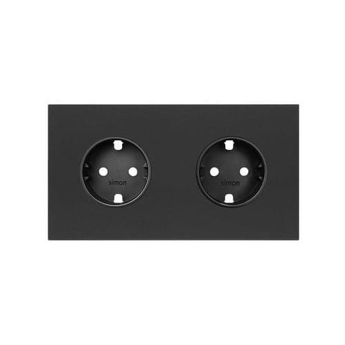 Kit front para 2 elementos con 2 bases enchufe schuko negro mate Simon 100 con referencia 10020202-238 de la marca SIMON