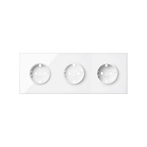 Kit front para 3 elementos con 3 bases de enchufe schuko blanco brillante Simon 100 con referencia 10020302-130 de la marca SIMON