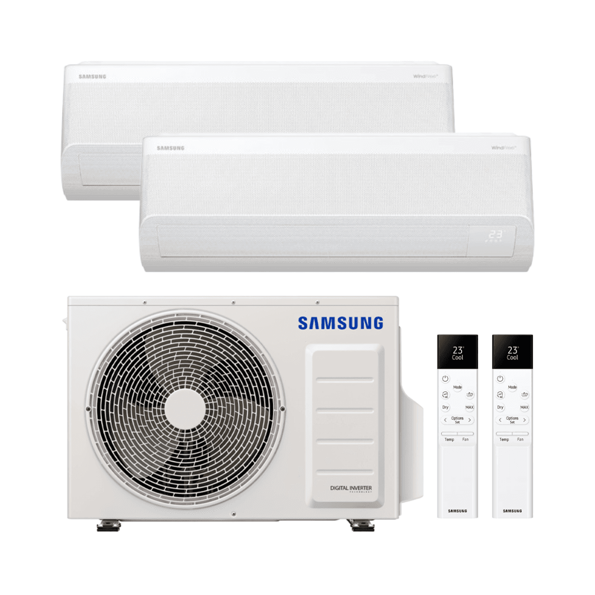 Aire acondicionado 2x1 con wifi Samsung WindFree Comfort S2 2,5 kW 9000 BTU con referencia KITSAMWFCS209+09 de la marca SAMSUNG