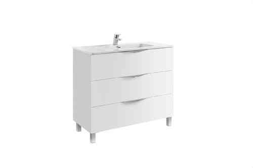 Mueble de tres cajones con lavabo Agata blanco 100cm con referencia 7931501 de la marca GALA