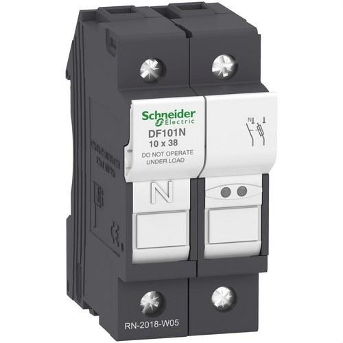 Portafusibles Tesys DF 1P+N 32A 690VAC tamaño del fusible 10x38mm con referencia DF101N de la marca SCHNEIDER ELECTRIC
