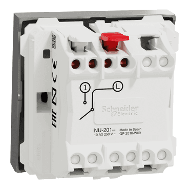 Interruptor de 2 mòduls alumini New Unica Studio amb referència NU320130 de la marca SCHNEIDER ELECTRIC