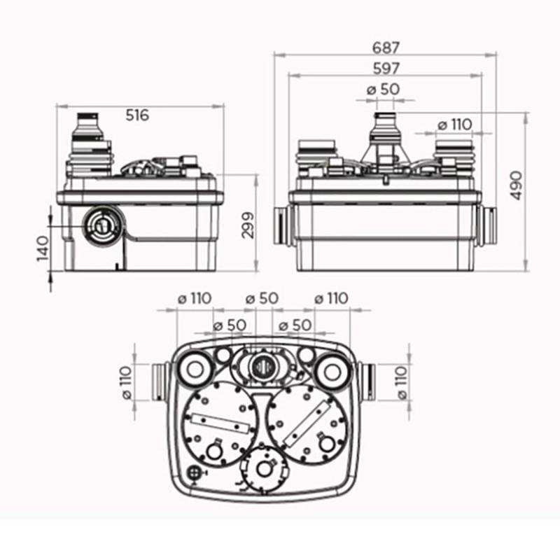 Estación de bombeo general SFA SANICUBIC 2 Classic con referencia 040000002 de la marca SFA SANITRIT