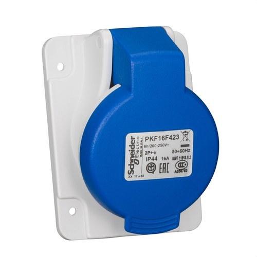 Base de empotrar inclinada de 65X85 16A 2P+TT 200-250V IP44 azul con referencia PKF16F423 de la marca SCHNEIDER ELECTRIC