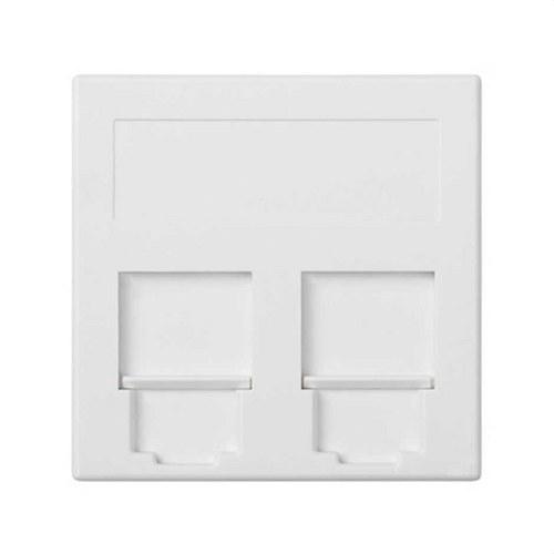 Placa de voz y datos plana con guardapolvo 1 elemento para 2 RJ45 compatibilidad otros fabricantes blanco Simon 500 Cima con referencia 50000089-030 de la marca SIMON