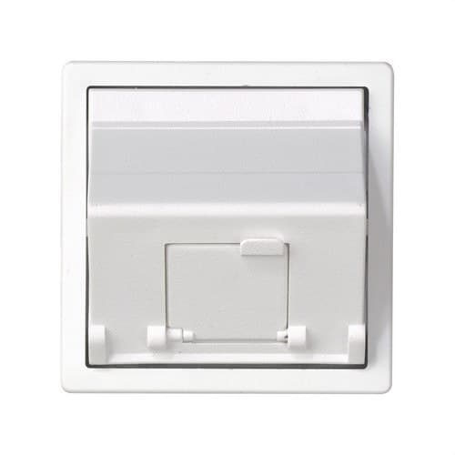 Placa de voz y datos inclinada con guardapolvo para 1 conector RJ45 blanco Simon 82 con referencia 82578-30 de la marca SIMON