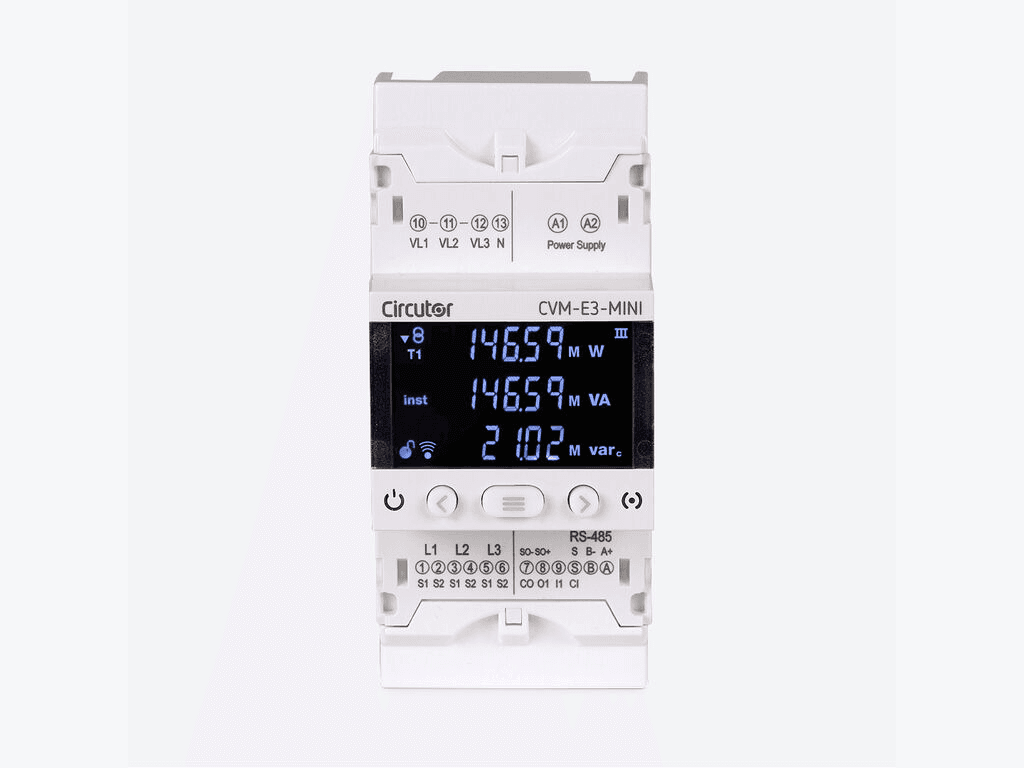 Analitzador de xarxes trifàsic Circutor CVM-E3-MINI-MC-485-IC amb referència M56424. de la marca CIRCUTOR
