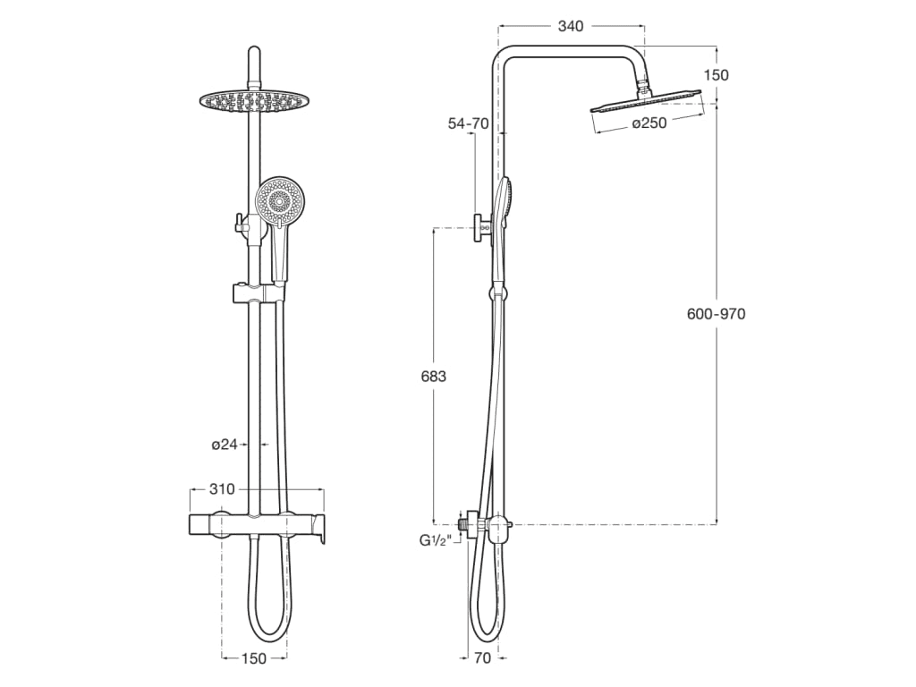 Columna de dutxa monocomandament crom Roca Vega Plus Round amb referència A5A9A6EC00 de la marca ROCA